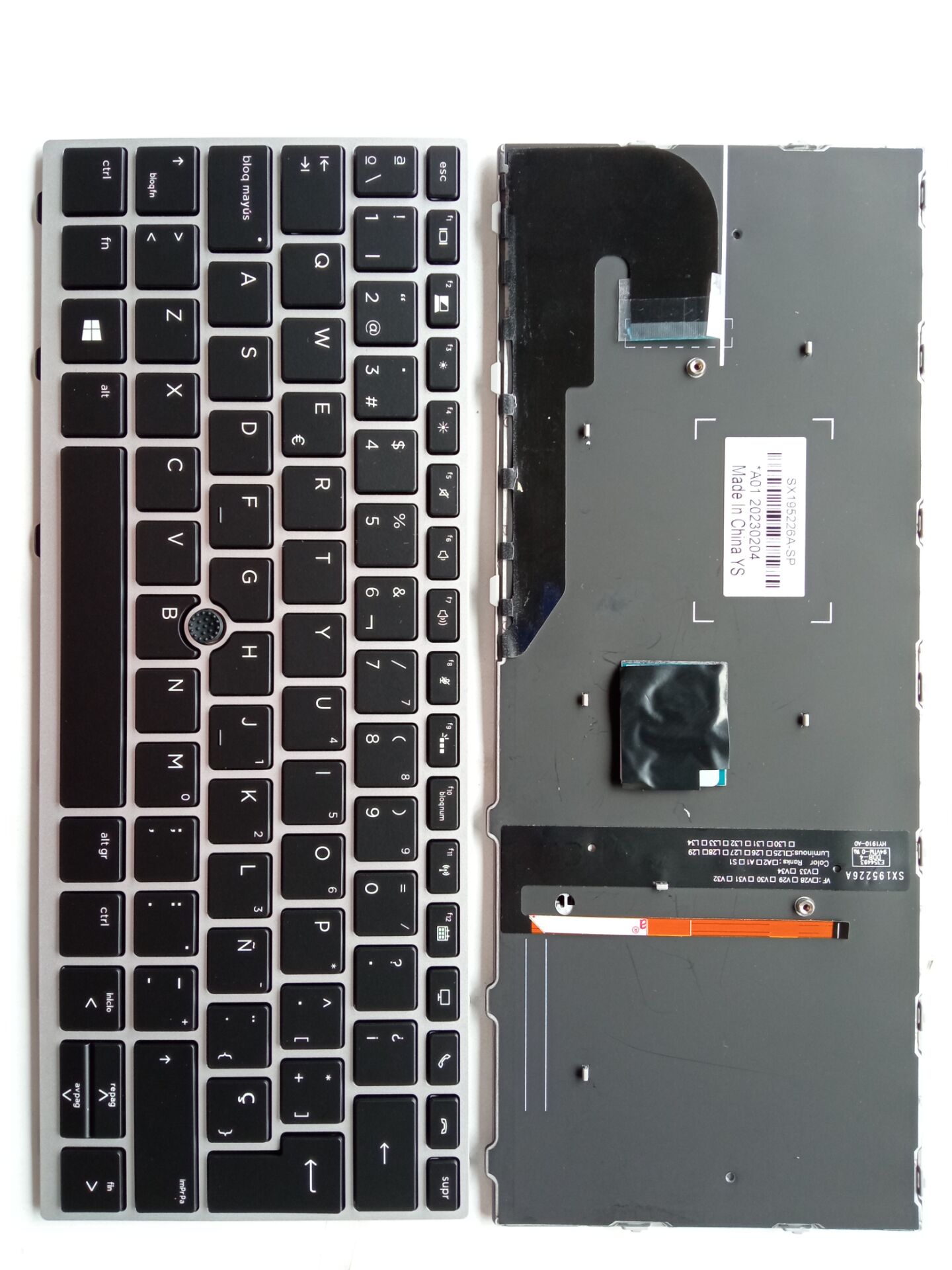 Picture of New Replacement Laptop Keyboard For HP 830G5/830G6/735G3/836G5/730G5/730G6/835G5 SILVER FRAME BLACK With Point Backlit (OEM) SP Layout